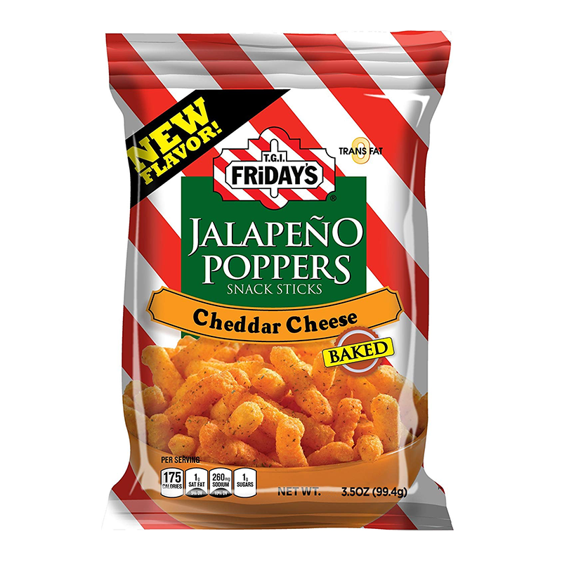 Cibo tgi friday pops jalapeno poppers patatina al formaggio e peperoncino piccante snack american chips