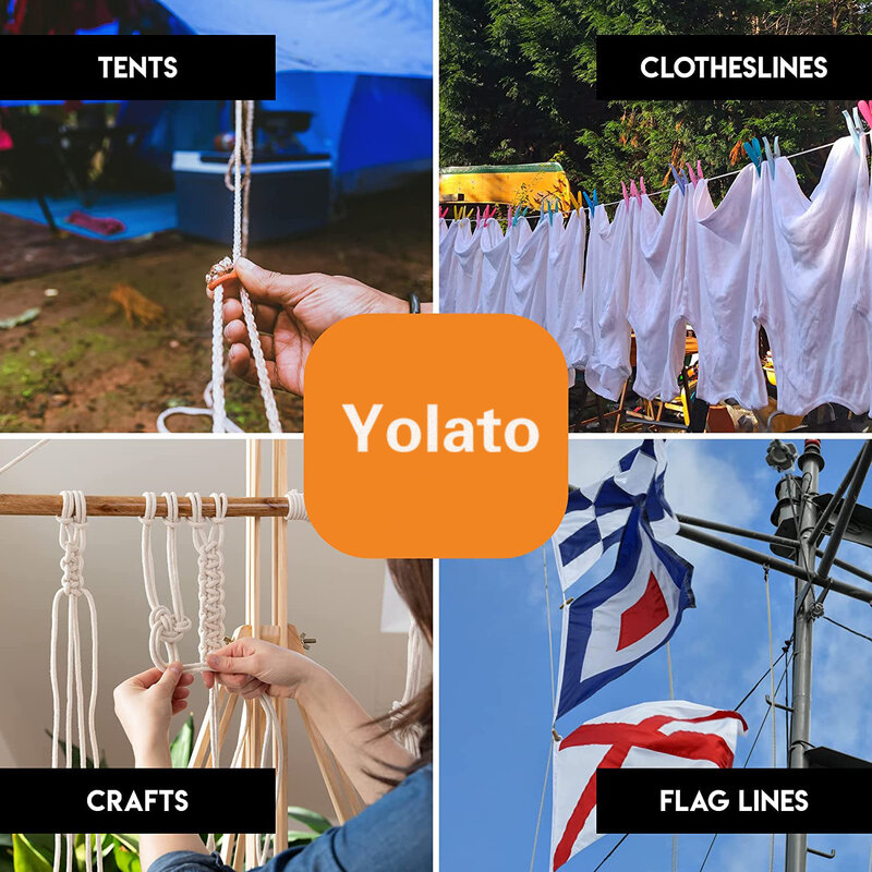 Yolato clothesline branco clothesline resistente ao tempo ao ar livre-cabo sintético para pendurar roupas de secagem e lavanderia