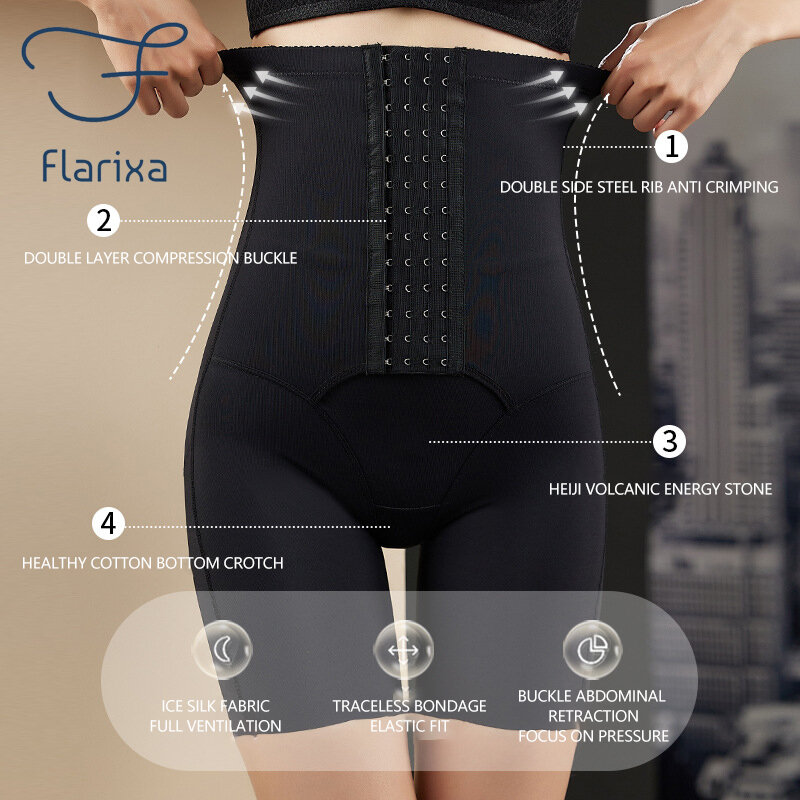 Flarixa Waist Trainer Body Shaper Women High Waist Flat Belly Shaping Panties Plus Size Tummy Control Shorts Slimming Underwear