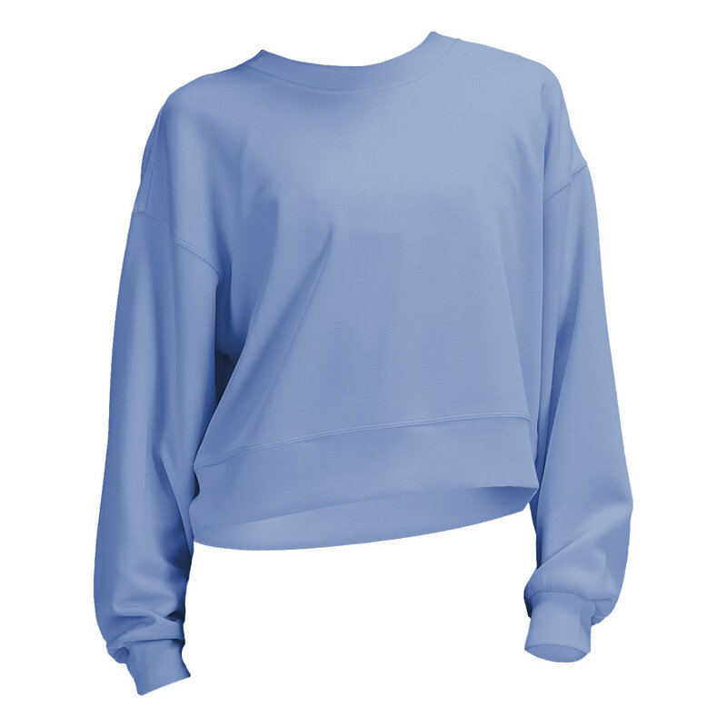 Oversized recortado sweatshirts relaxado ajuste moletom cintura comprimento camisola yoga wear para mulher