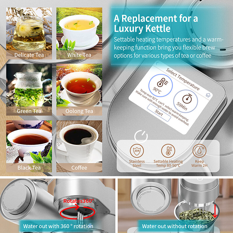 Gevi – Machine à café intelligente 4 en 1, avec broyeur intégré, automatique, Mode Barista, recettes personnalisées, 1000W, argent GESCMA705-U