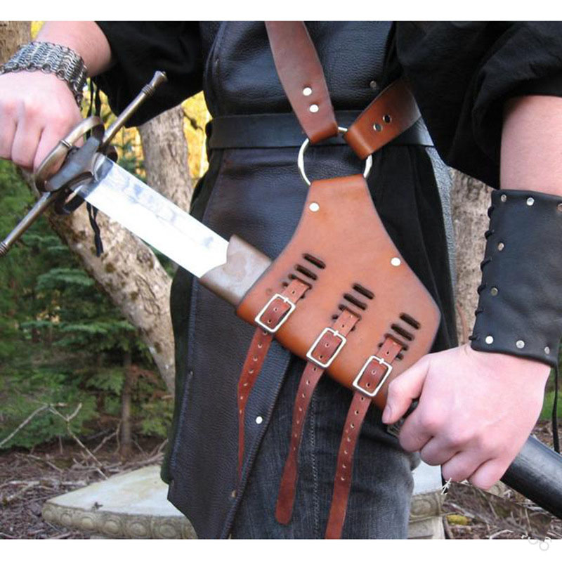 Tracolla per fondina con spada medievale per uomo accessorio per Costume LARP per cavalieri vichinghi Rapiers armi fodero in pelle PU