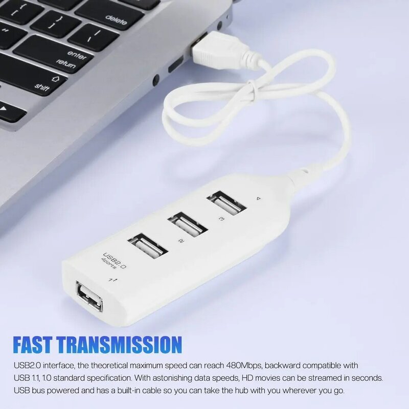 4-USB  Port High Speed HUB Splitter For U Disk Card Reader Personal Computer Laptop Data Transmission Power Transmission