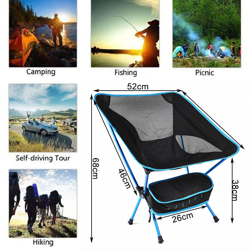 Destacável portátil dobrável cadeira ultraleve cadeiras de acampamento ao ar livre casa assento do jardim para praia pesca viagem caminhadas piquenique assento
