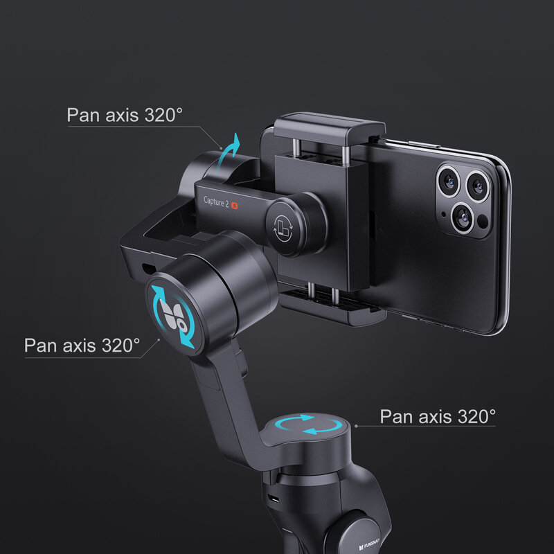 CERASTES Capture2s 3-Axis Gimbal Stabilizer with Focus Wheel for Recording Vlog for iPhone 13 12 Pro Max Samsung s21 s20 Android