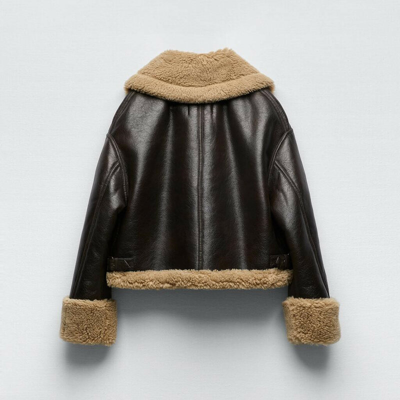 BM&MD&ZA Autumn and Winter Women's Fur One Lamb Wool Double-sided Short Jacket Coat Warm Cotton 2969257