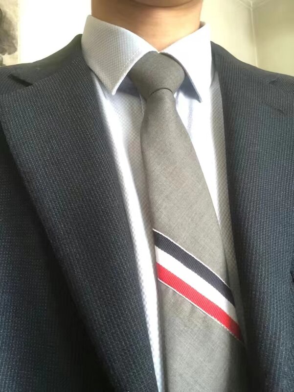 TB THOM cravatta da uomo Business cravatta da uomo formale marchio di lusso lana a righe moda collo TB cravatta cravatte di alta qualità confezione regalo