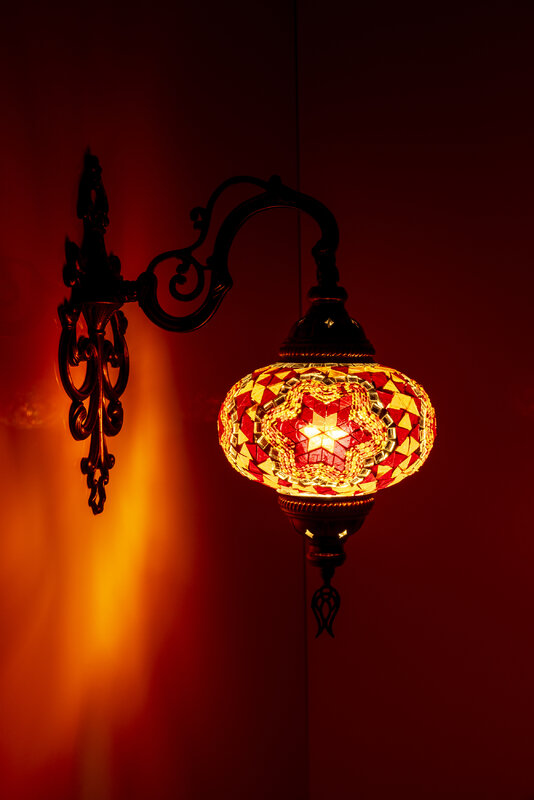 Lampu meja mosaik Turki, seni nostalgia Dekorasi pekerjaan tangan hadiah kap lampu kaca romantis ruang taman rumah cinta warna kuning