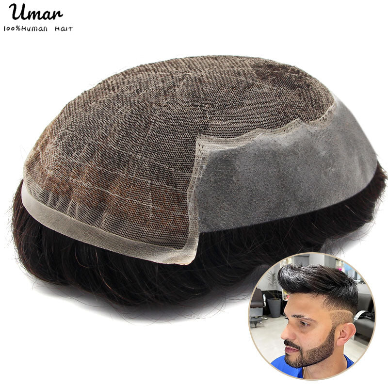 New Oct Chinese Lace With Pu Male Hair Prosthesis  Human Hair Toupee Man Wig  Male Wig Systems Unit Brazilian Free Shipping