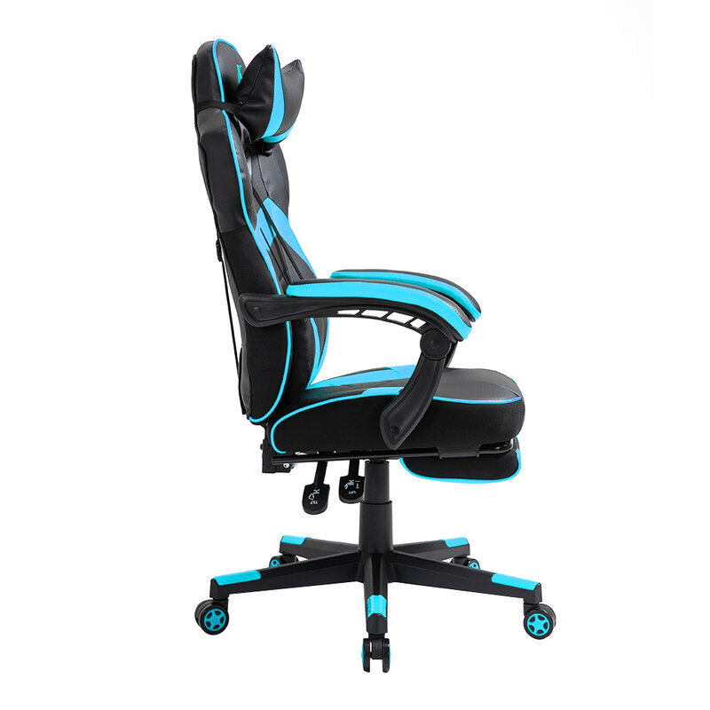 Silla ergonómica para juegos con reposapiés, sillón reclinable estilo carreras, espalda alta, para ordenador y oficina