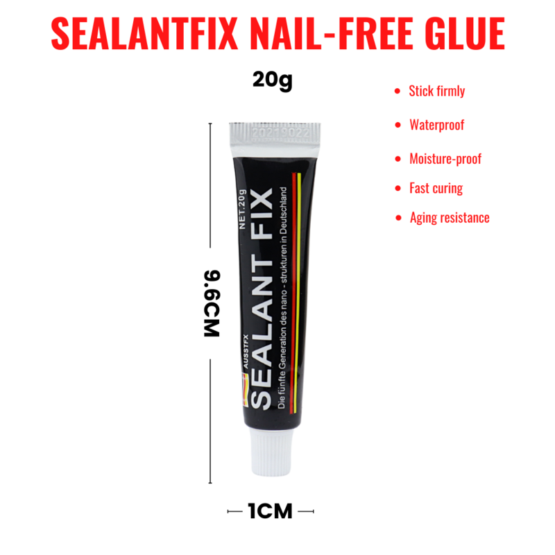 20g SEALANTFIX Nagel-Freies Kleber Quick-Dry Metall Glas Klebe Starke Weiße Paste Kleber