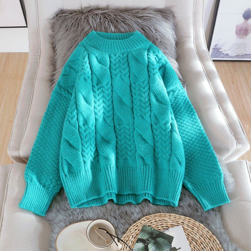Sweter zimowy swetry damskie Y2k Fashion 2022 koreański styl z długim rękawem Top Ivory Pull Femme sweter z dzianiny w stylu Casual Loose