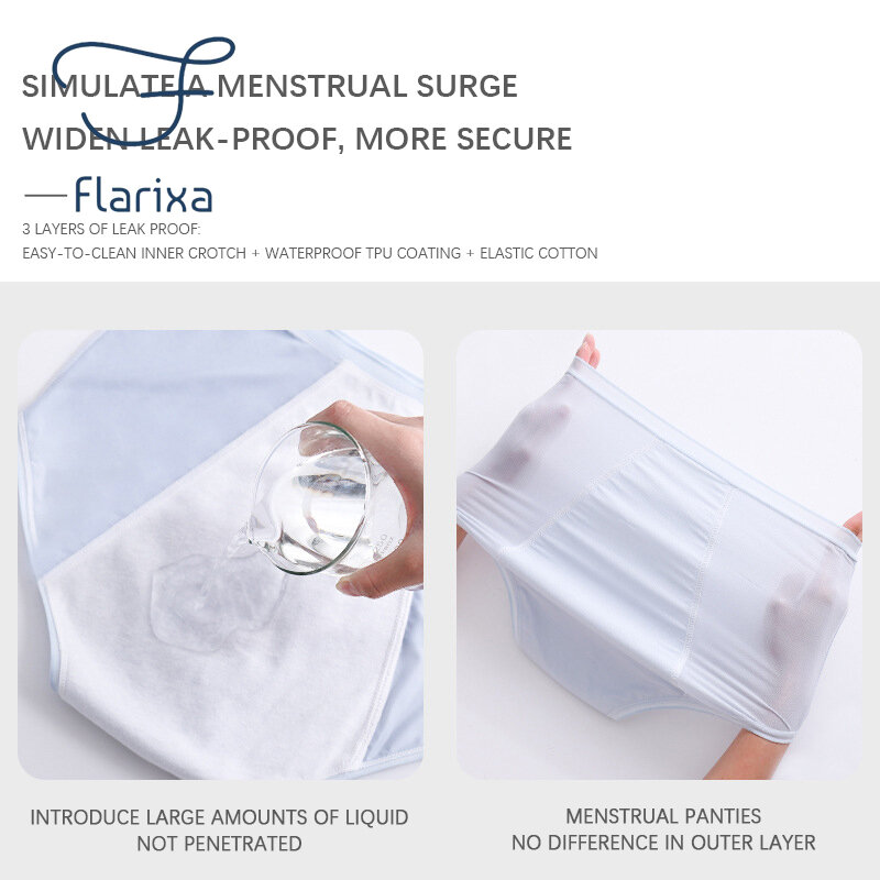 Flarixa Leak Proof 3-layer Menstrual Panties Women Period Underwear Incontinence Lingerie Plus Size Female Physiological Briefs