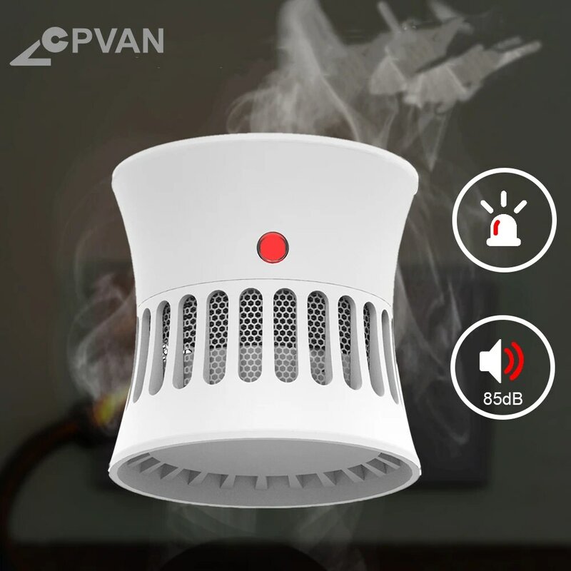 CPVAN Detektor Asap Sensor Kebakaran Alarm Sistem Keamanan Rumah Bersertifikat CE EN 14604 85dB Sensor Asap Perlindungan Kebakaran