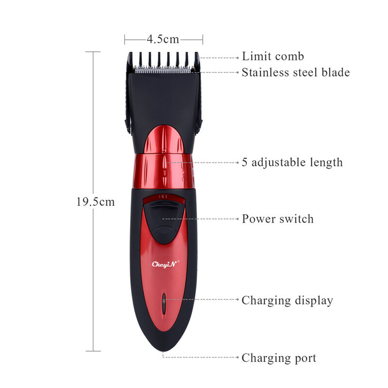 CkeyiN-cortadora de pelo eléctrica inalámbrica, recargable y lavable para niños y adultos, viene con dos peines limitadores lavables
