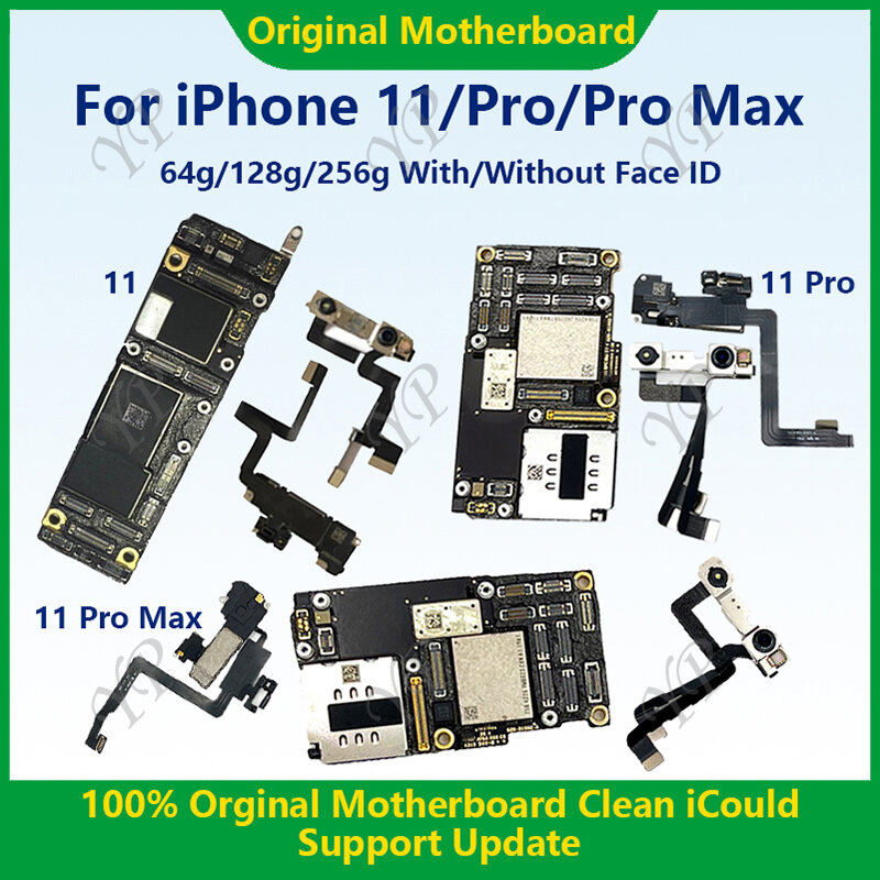 ทดสอบแท้เมนบอร์ดสำหรับ iPhone 11 Pro Max 64G/256G Mainboard ด้วย Face ID ทำความสะอาด ICloud จัดส่งฟรี