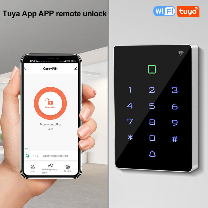 Wasserdicht RFID Access Control Keypad WiFi Tuya APP Entsperren Touch Hintergrundbeleuchtung Access Controller 125KHz WG26 Ausgang System Alarm