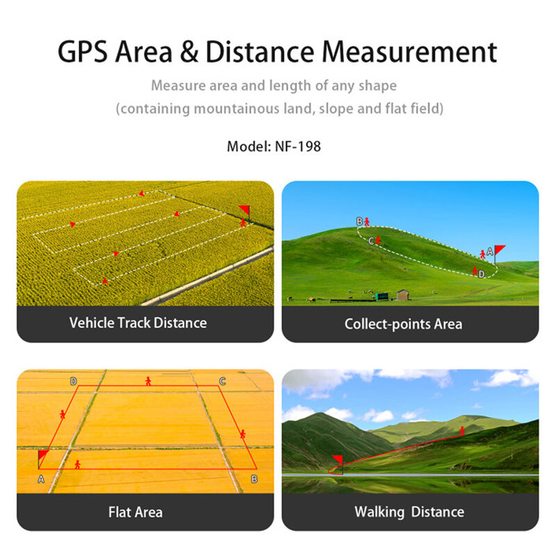 NOYAFA-medidor de NF-198 GPS Mu, Equipo de Vigilancia, dispositivo medidor de tierra para granja, herramienta de medición de área de mapeo
