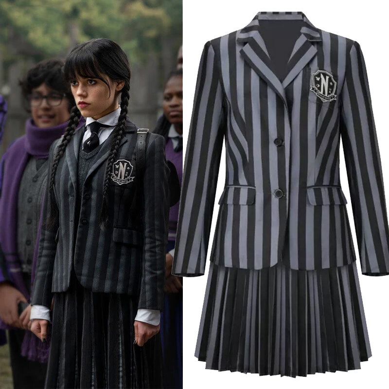 Donne The Addams Family Family Cosplay adolescenti Purple Girls day Addams Nevermore Academy Black School Uniform Costume