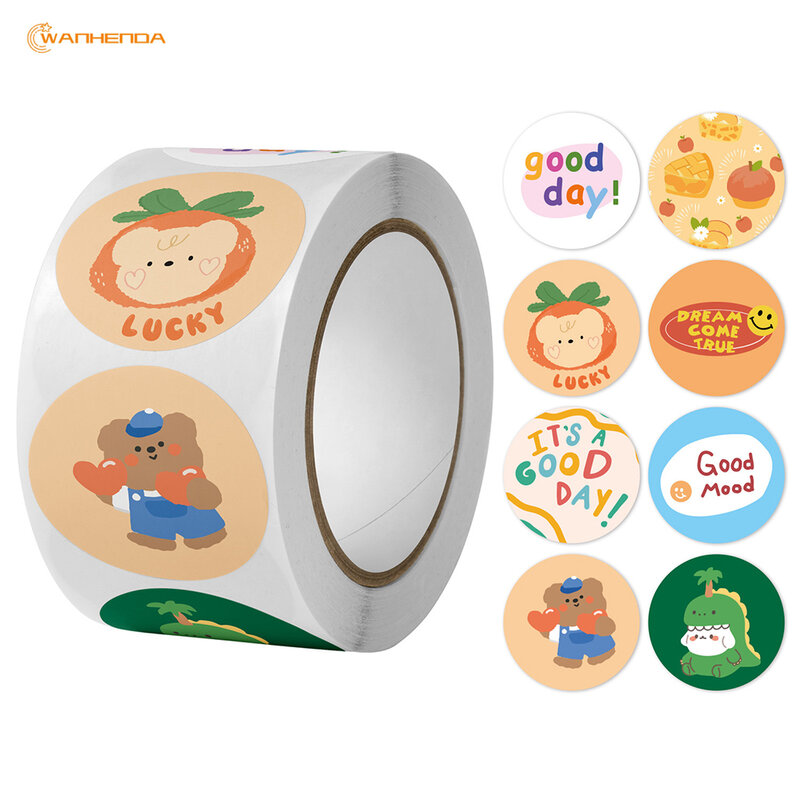100-500Pcs/roll Cartoon Cute Stickers DIY Hand Account Diary Scrapbook Envelope Stationery Label