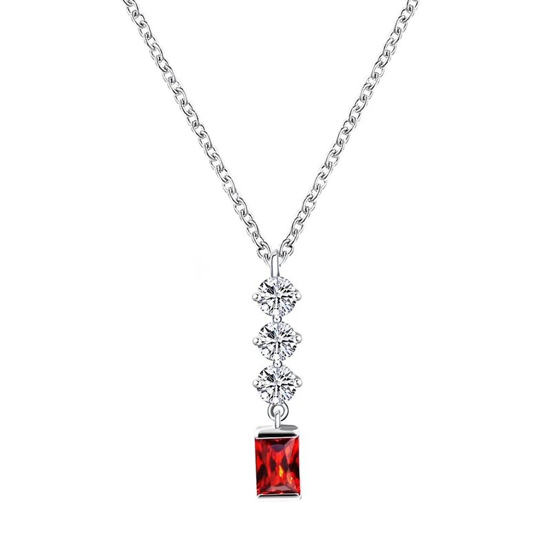 Tianyu Gems 4X6Mm Kalung Permata Corundum Warna Mewah Baguette untuk Wanita S925 Perak Murni Hadiah Perhiasan Pertunangan Pernikahan