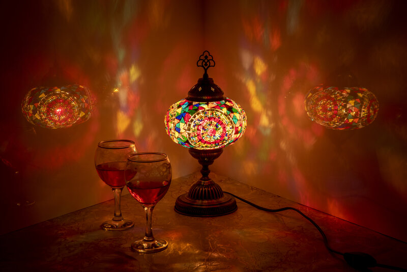 โคมไฟตั้งโต๊ะโมเสกตุรกี nostalgic art ตกแต่ง handcrafted ของขวัญโคมไฟ light mosaic glass ห้องนอนโรแมนติกโคมไฟ mosaic lamp