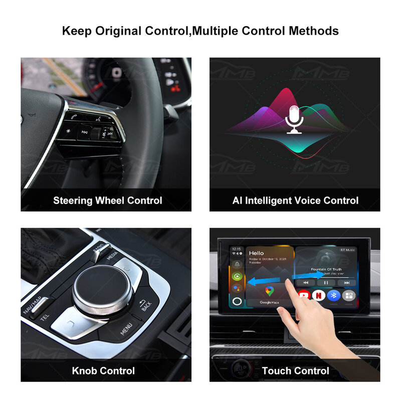 MMBApple Carplay Wireless Dongle Android 11 Car Play Adapter per Audi Mazda Porsche Volkswagen Volvo Citroen Nissan Mercedes Box