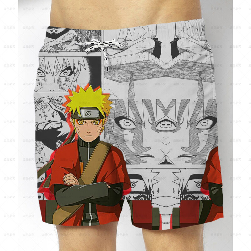Short Naruto pour hommes, ample, décontracté, imprimé, dessin animé japonais, mode d'été