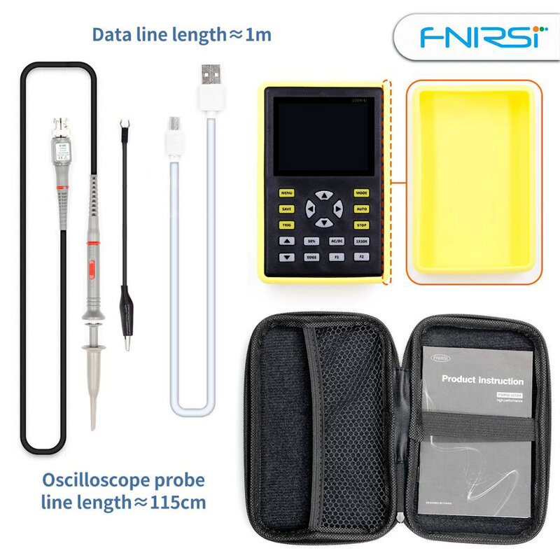 FNIRSI-5012H oscilloscopio digitale portatile 500 MS/s frequenza di campionamento 100MHz larghezza di banda analogica 2.4 pollici supporto archiviazione forma d'onda