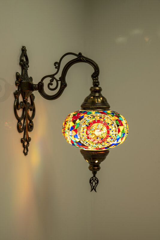 Lámpara de mesa de mosaico turco, arte nostálgico decorativo hecho a mano, regalo, pantalla de luz de vidrio, romántico, jardín, habitación, hogar, amor, Color eléctrico, amarillo