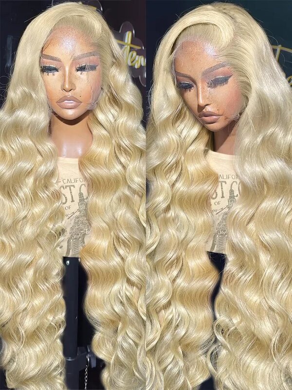 Wig13x4-Peluca de cabello humano con encaje Frontal transparente para mujer, postizo de encaje Frontal, Color rubio miel 613 brasileño, 13x6