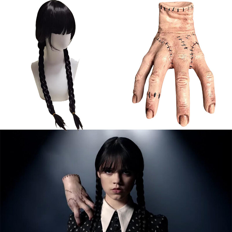 Addams Family Thing Hand Props Wednesday Addams peluca Cosplay