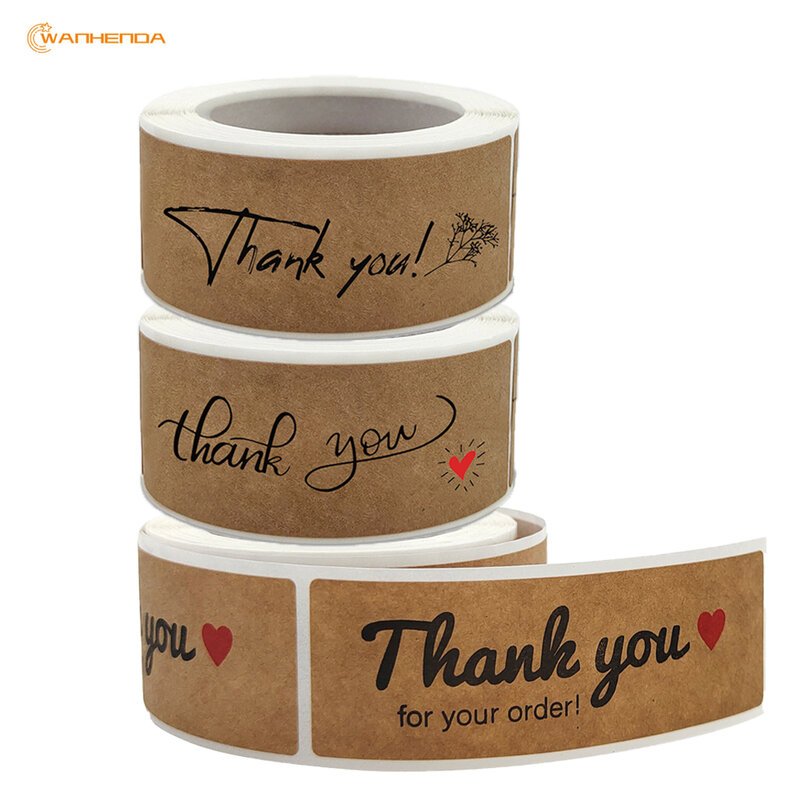 120Pcs/Roll Thank You for Your Order Kraft Paper Stickers Gift Packing Decoration