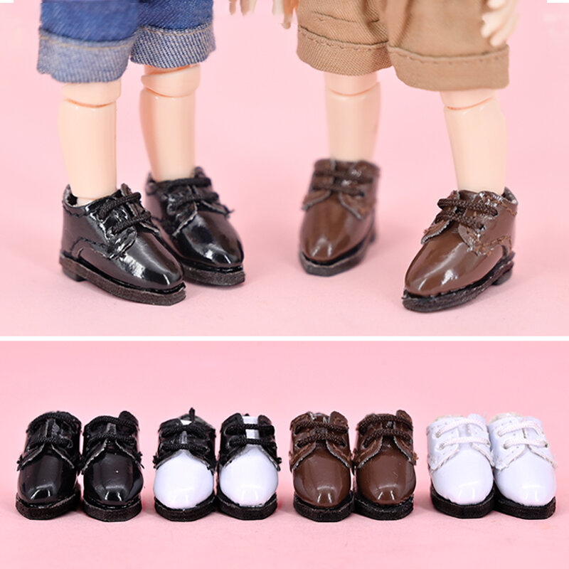 Obitsu-zapatos de piel brillante para muñeca, zapatos de Punta puntiaguda, para Ddf Body9 1/12 Bjd Gsc Bjd, color blanco y negro
