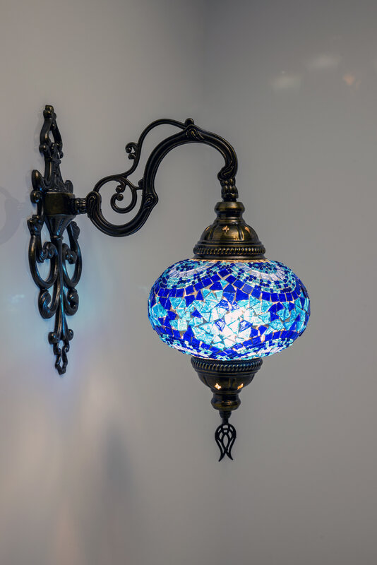 Lampe murale en mosaïque turque, abat-jour en verre, art romantique, lampe de chambre à coucher, lampe de jardin, cadeau décroissante à la main