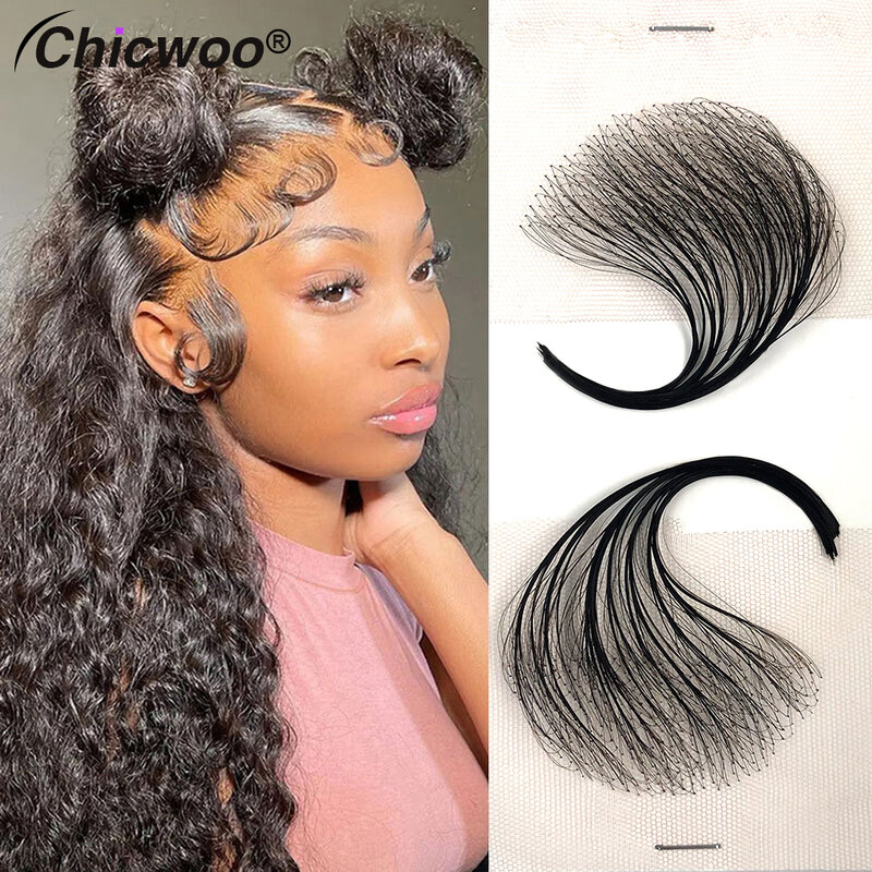 Chicwoo-女性のためのブラジルの目に見えないベビーヘア,自然なヘアエクステンション,再利用可能な,スイスのHDレース