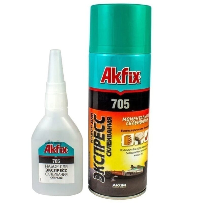 Akfix – colle adhésive rapide 705 Mdf, Kit multi-usages, activateur Cyanoacrylate pour métal, plastique, verre, céramique, bois, marbre