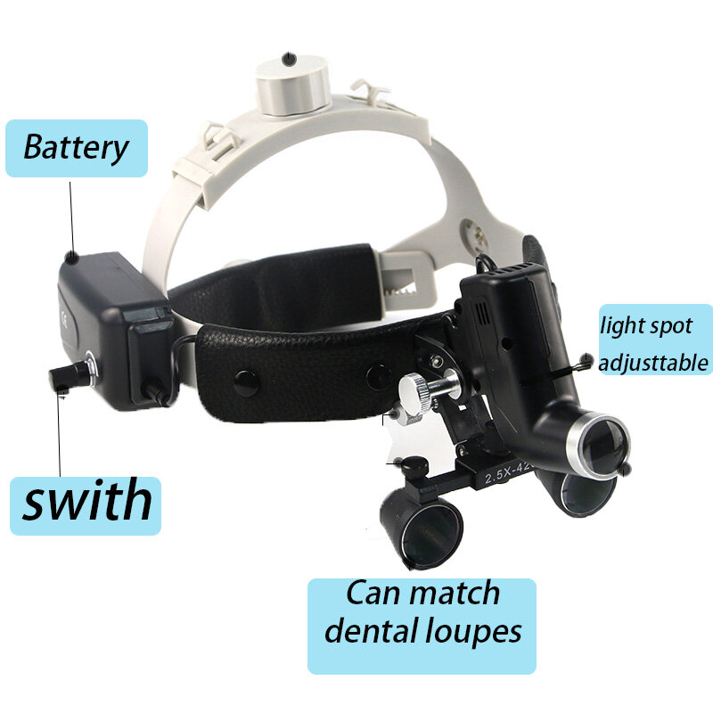 Wireless Ent Headlight Dental LED Headlight Binocular Loupes Deasin 2.5X/3.5X Headband Ajustable 5W Dentist Surgical Headlamp