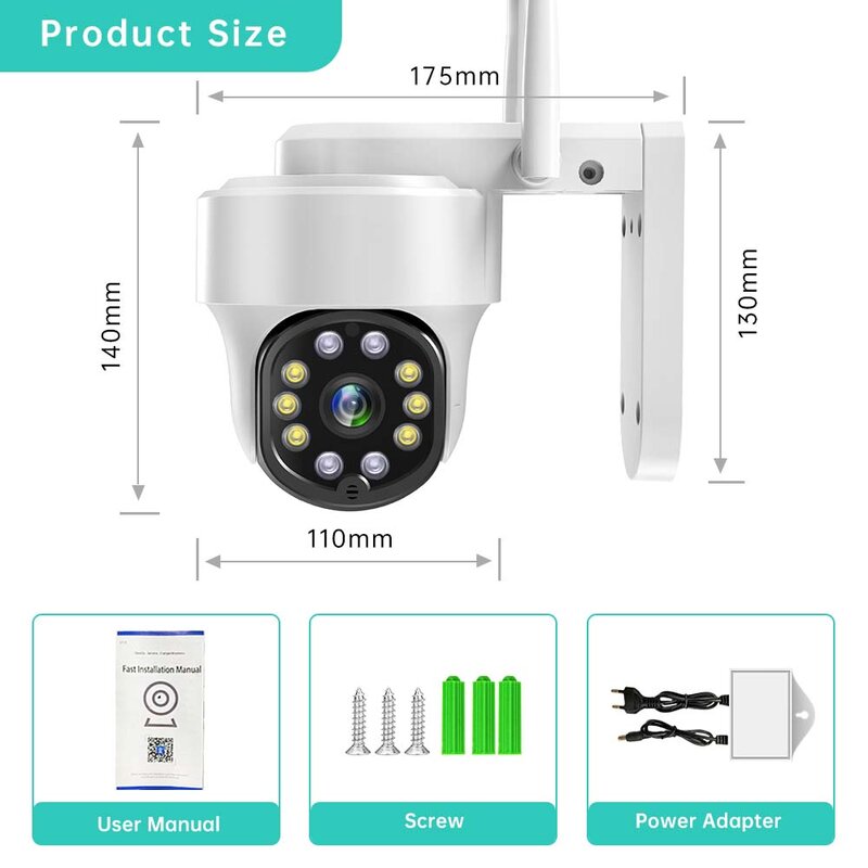 HeimVision HM612 2*2MP Wifi IP Dome Camera PTZ Digital Zoom Security Cam Color Night Vision 2 Way Audio Outdoor IP66 Waterproof