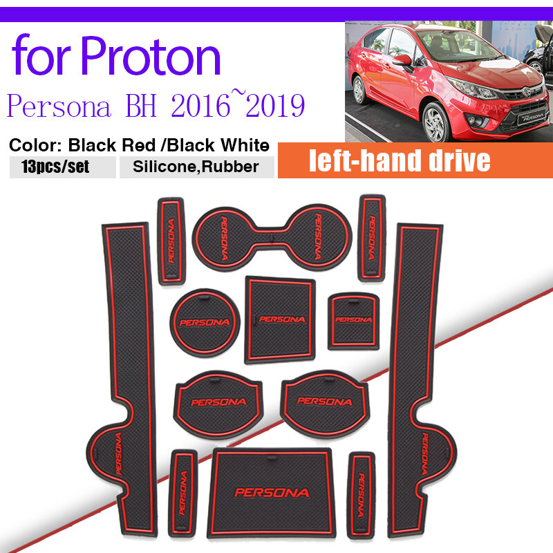 Porta sulco almofada à prova de poeira para proton persona bh 2016 ~ 2019 2017 2018 suporte de copo de borracha porta entalhe tapete adesivo de carro accessorie