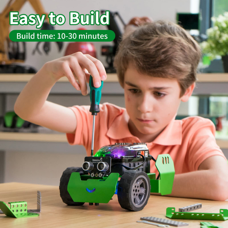 Kit STEM Robobloq Q-scout untuk Anak-anak Usia 8-12, Mainan Yang Dapat Diprogram, Belajar Robotika, Elektronik, Goresan, Arduino dan Python