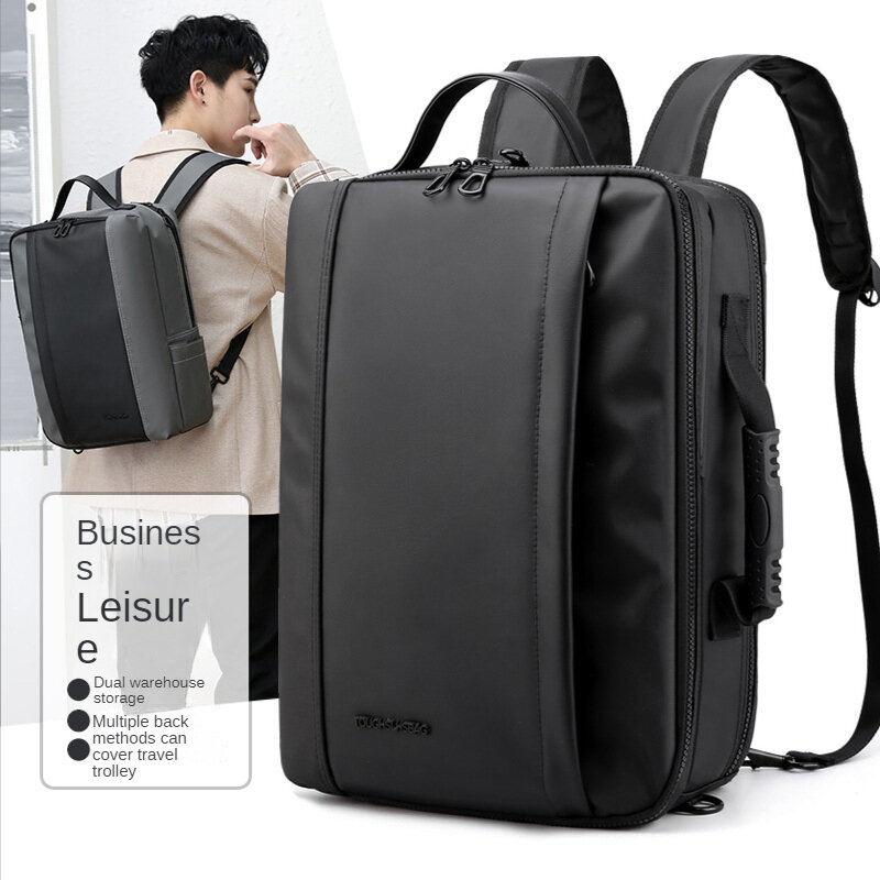 Bolso de hombro multifuncional para hombre, bolsa impermeable de tres usos para ordenador portátil, bolso grande de ocio para negocios, novedad