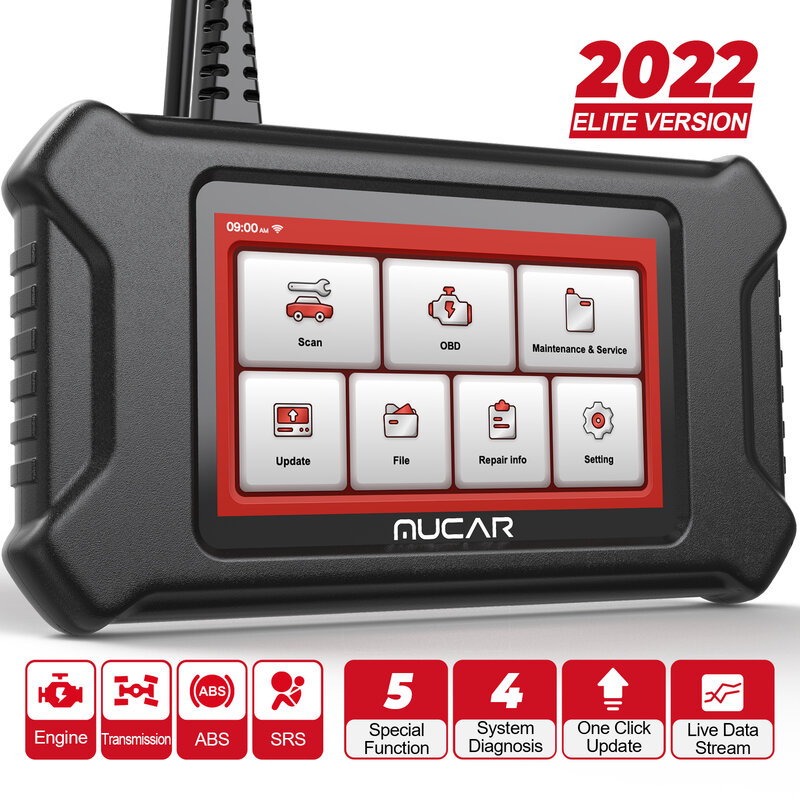 MUCAR CS4 Automotive Tools Car Obd2 Scanner ABS/SRS/ECM/TCM System 5 Resets OBD2 Code Scanner Diagnostic Tools Diagnost Scanner