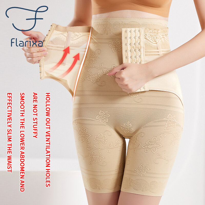 Flarixa Plus Größe Frauen Hohe Taille Vier-Reihe Bauch Steuer Höschen Taille Trainer Körper Shaper Bauch Abnehmen Postpartale Gürtel