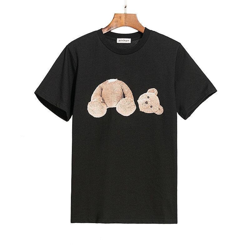 T-Shirt à col rond pour homme et femme, ample et décontracté, en coton, à la mode, avec dessin animé d'anges, petit ours, 22SS