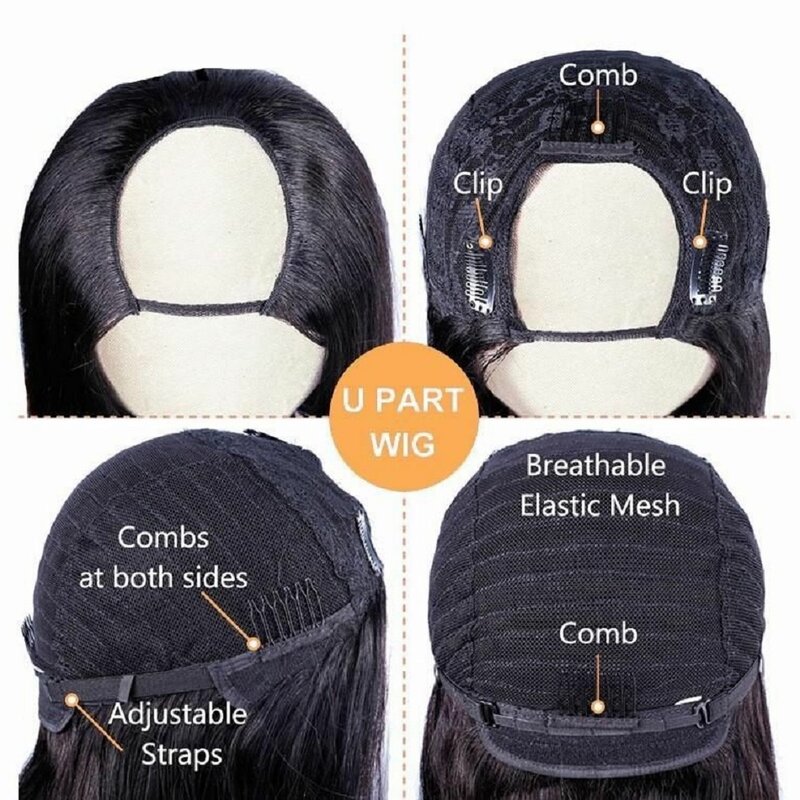 Deep Wave U Part Wigs 100% Human Hair Brazilian Virgin Hair Wigs For Women Remy Hair Glueless Wigs 180% Density Cheap Wig