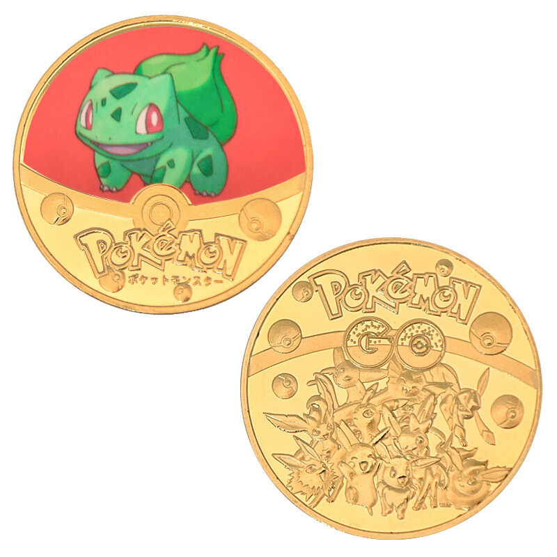 Pokemon pikachu moedas charmander squirtle bulbasaur medalhão material de metal coleção comemorativa brinquedos para crianças