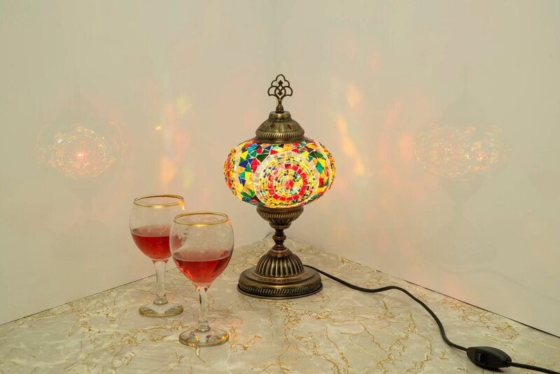โคมไฟตั้งโต๊ะโมเสกตุรกี nostalgic art ตกแต่ง handcrafted ของขวัญโคมไฟ light mosaic glass ห้องนอนโรแมนติกโคมไฟ mosaic lamp
