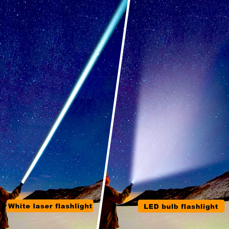9900000LM ใหม่ล่าสุดสีขาวไฟฉาย LED LEP 3000เมตรใช้แบตเตอรี่26650ประเภท C แบบชาร์จไฟได้ทหารค้นหาไฟฉาย