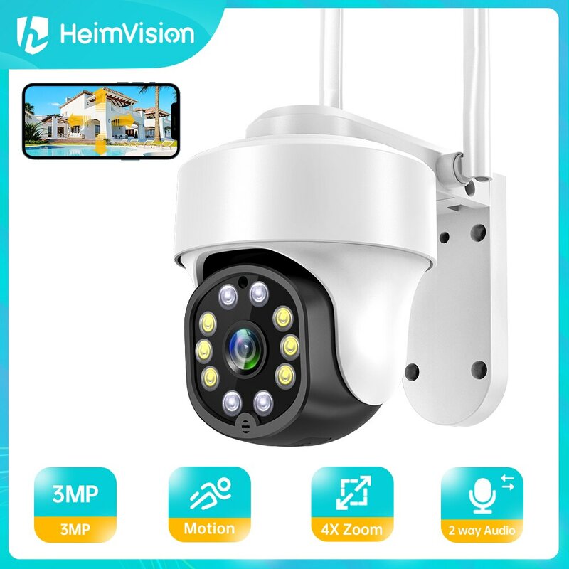 HeimVision HM612 2*2MP Wifi IP Kubah Kamera PTZ Zoom Digital Kamera Keamanan Warna Penglihatan Malam Audio 2 Arah Luar Ruangan IP66 Tahan Air